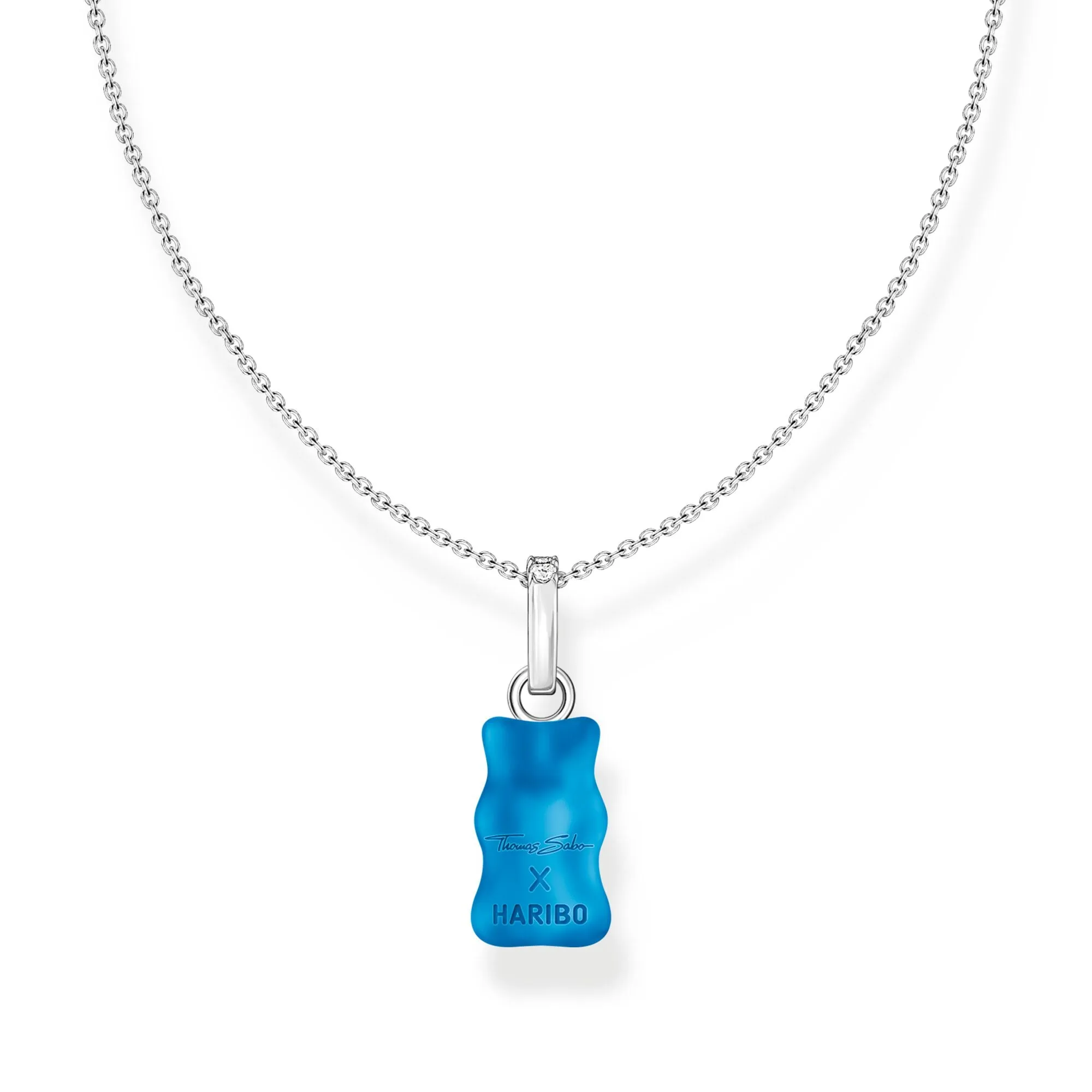 Thomas Sabo Damenketten Halskette mit blauem Goldbären-Anhänger und Zirkonia