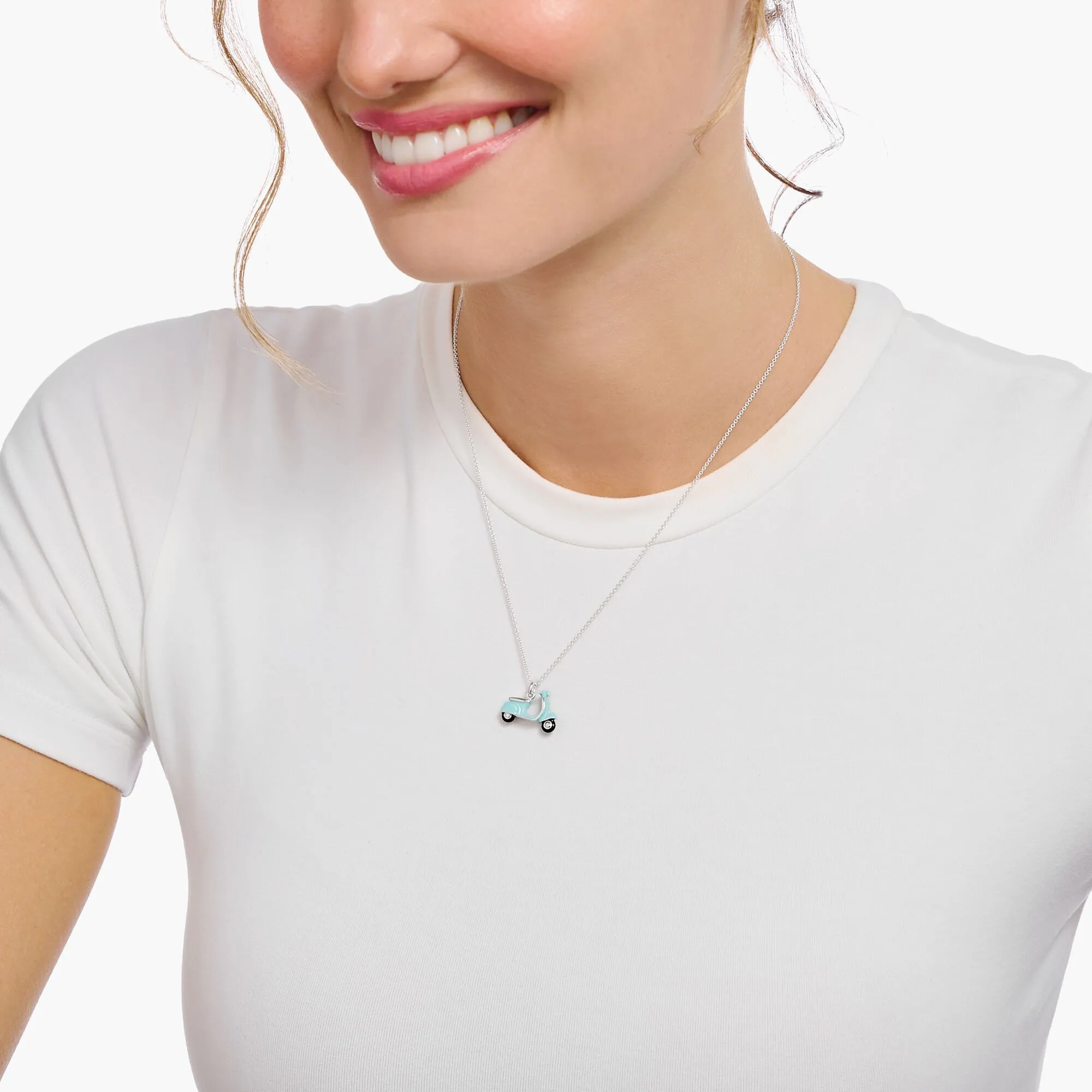 Thomas Sabo Damenketten Halskette mit blauem Roller-Anhänger