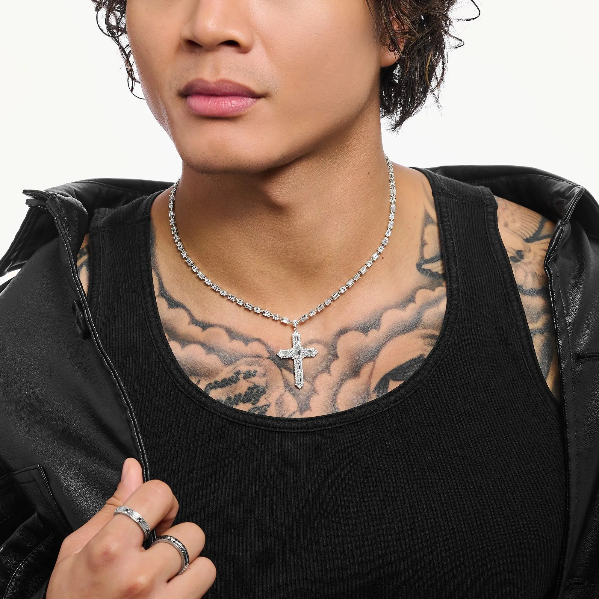 Thomas Sabo Damen Halsketten Halskette mit Kreuzanhänger und Zirkonia