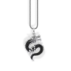 Thomas Sabo Damen Halsketten Halskette mit Drachenanhänger und schwarzen Steinen