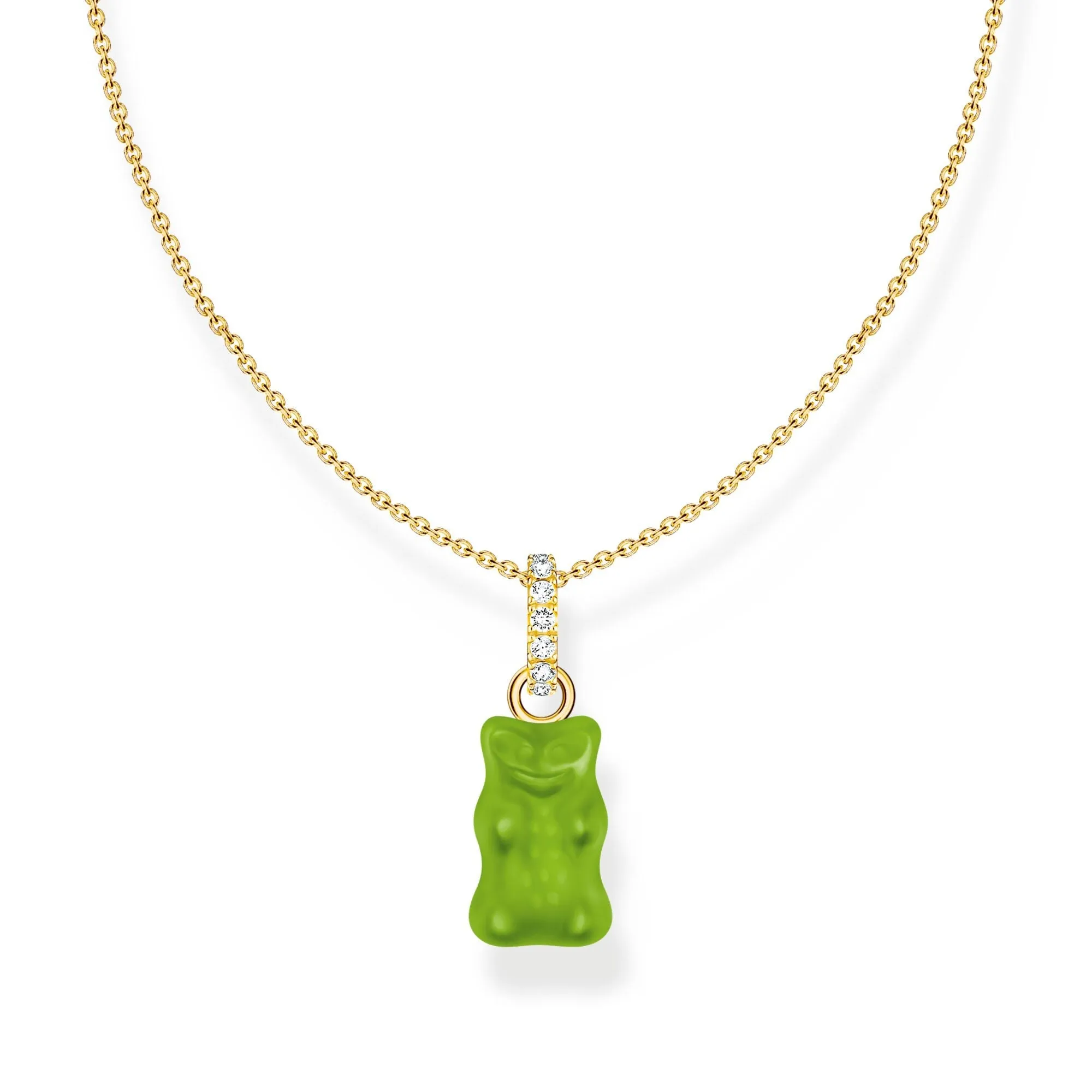 Thomas Sabo Damen Halskette Halskette mit grünem Goldbären-Anhänger und Zirkonia