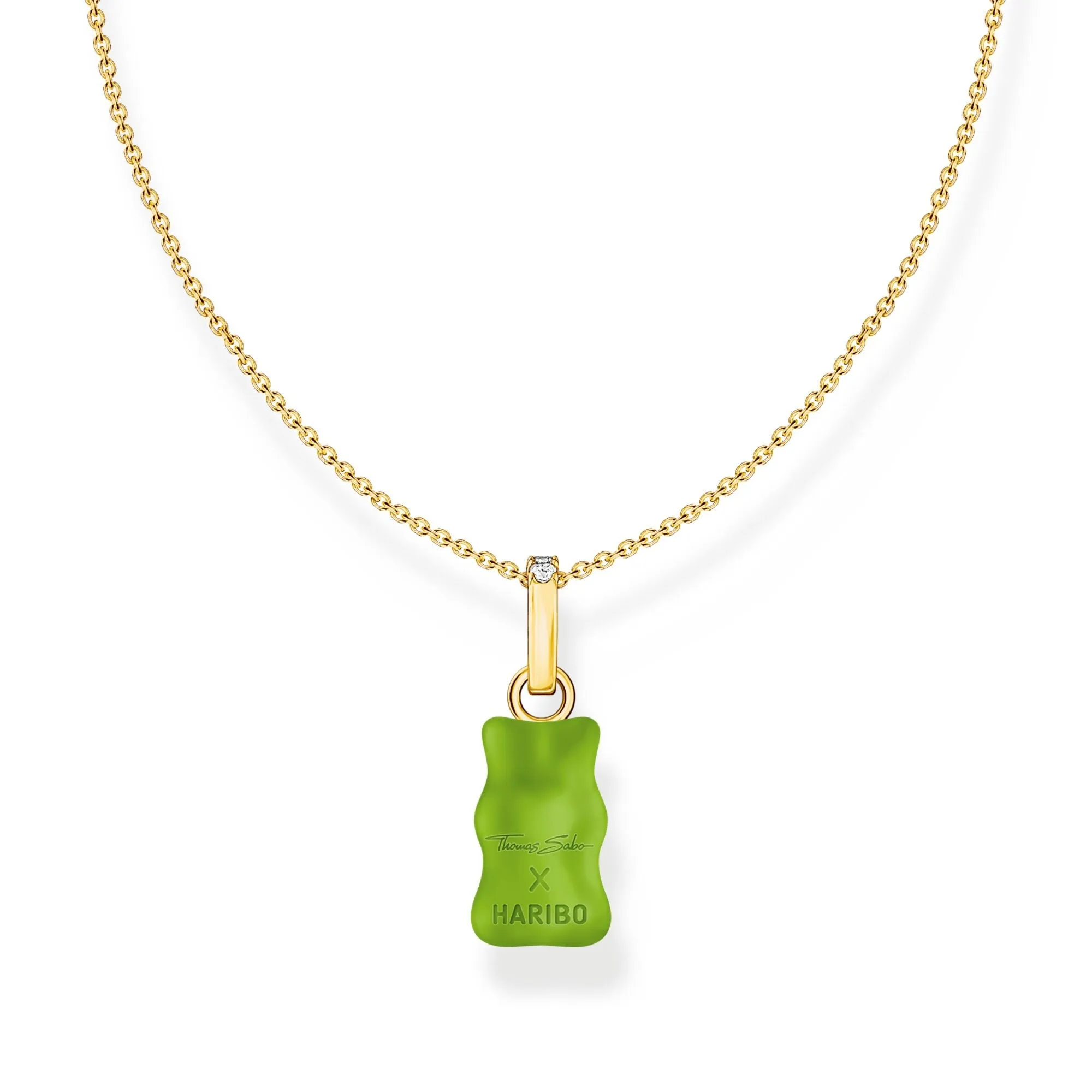 Thomas Sabo Damen Halskette Halskette mit grünem Goldbären-Anhänger und Zirkonia