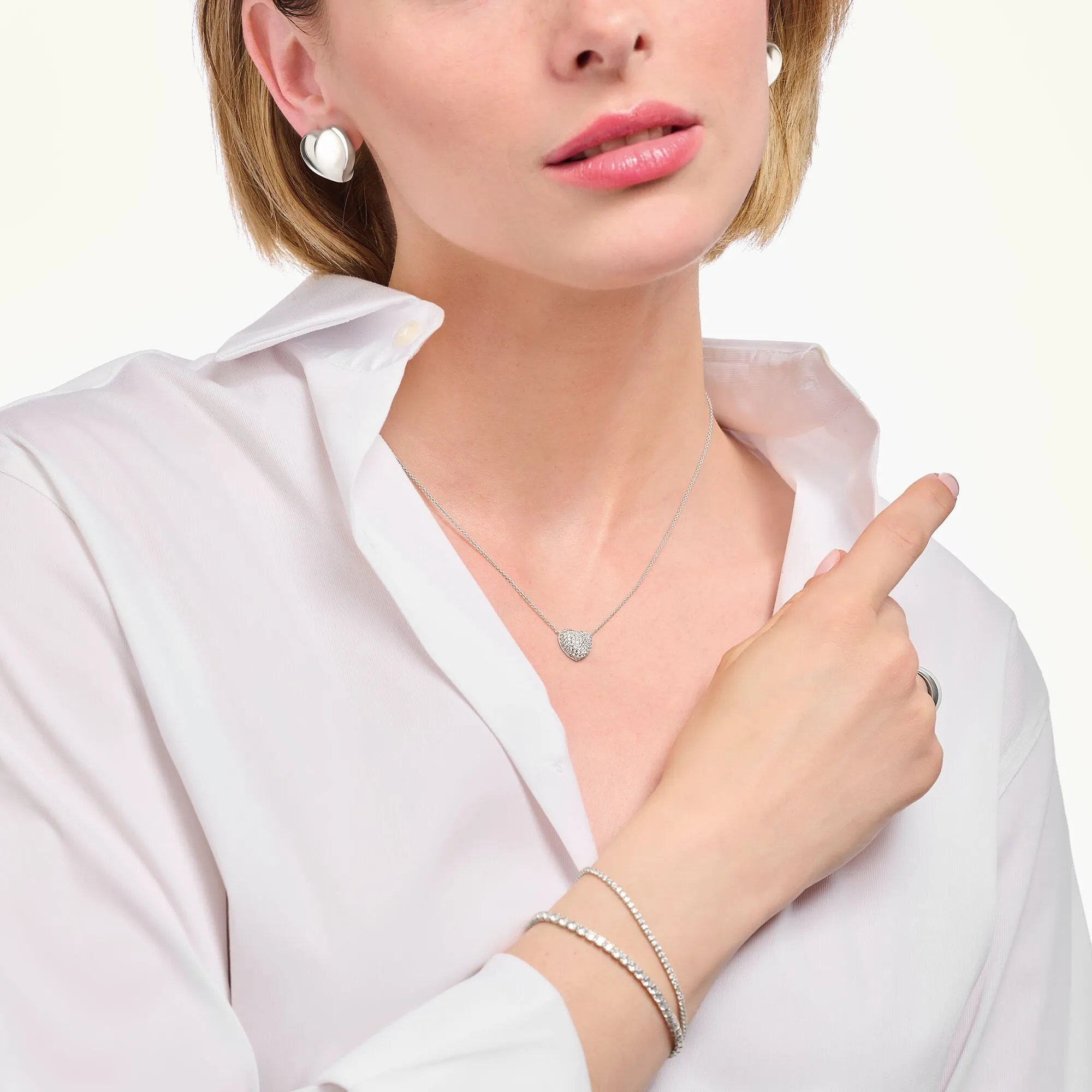 Thomas Sabo Damenketten Halskette mit Herz-Anhänger und weißen Zirkonia