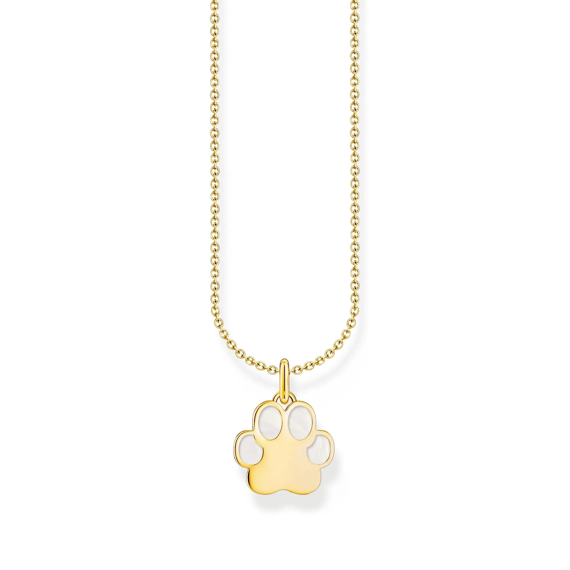 Thomas Sabo Damen Halsketten Halskette mit Pfotenanhänger und Kaltemaille - Gold