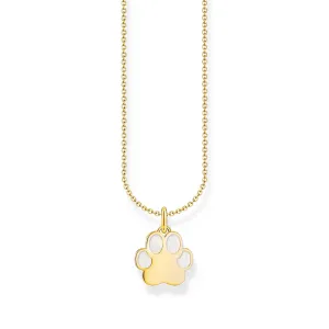 Thomas Sabo Damen Halsketten Halskette mit Pfotenanhänger und Kaltemaille - Gold