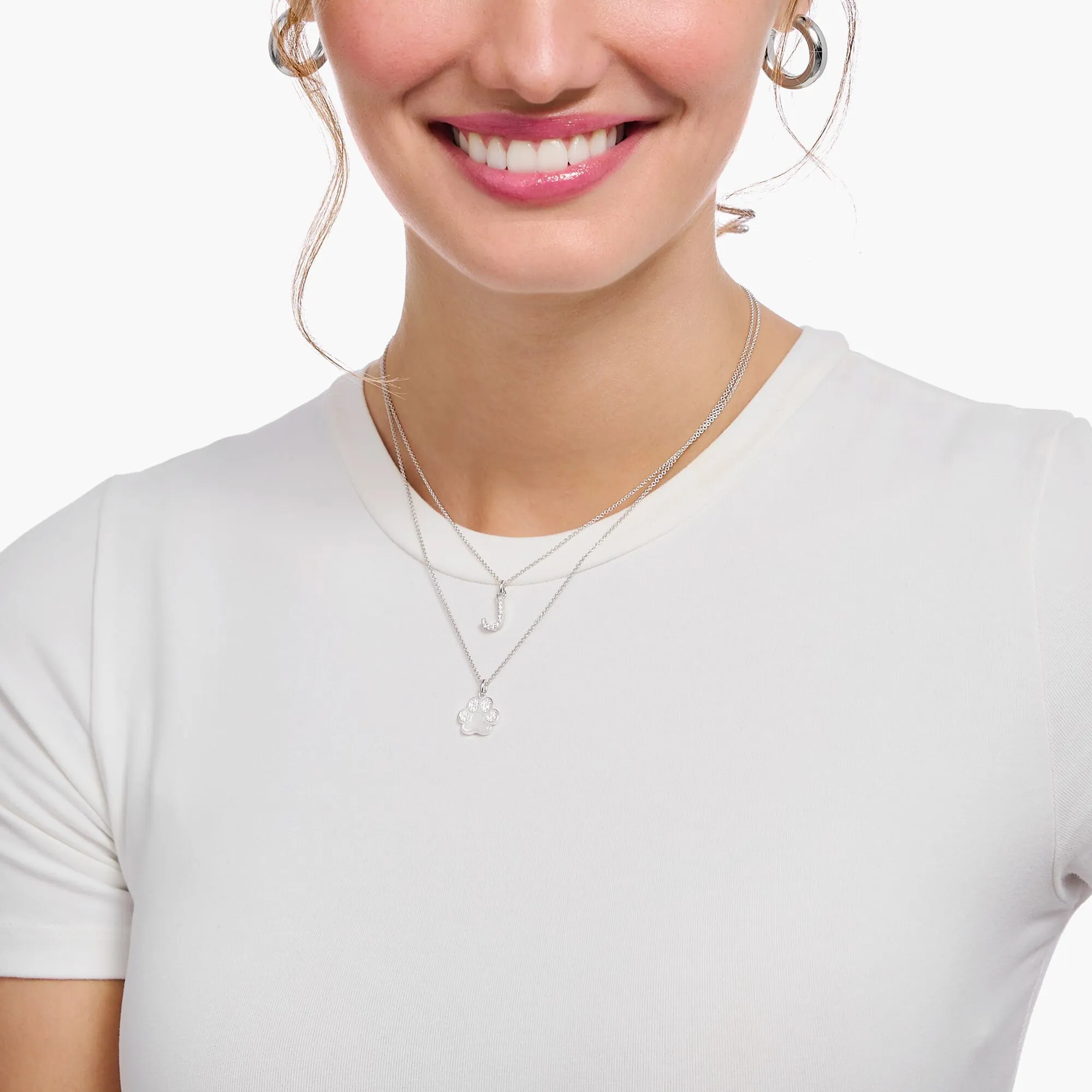Thomas Sabo Damen Halsketten Halskette mit Pfotenanhänger und weißen Zirkonia