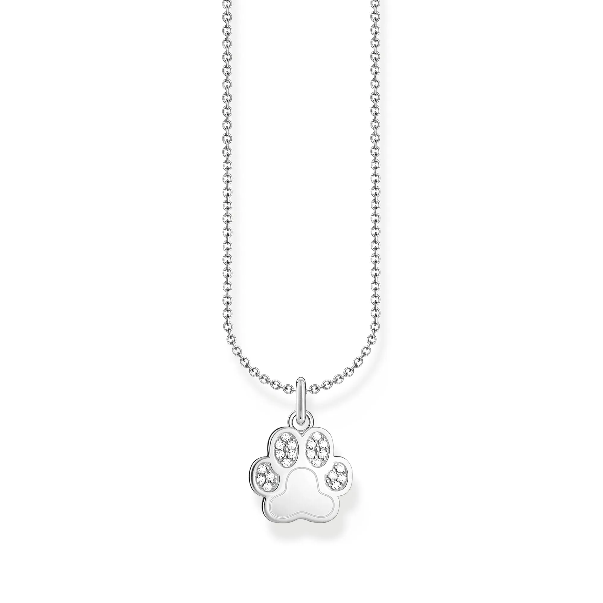 Thomas Sabo Damen Halsketten Halskette mit Pfotenanhänger und weißen Zirkonia