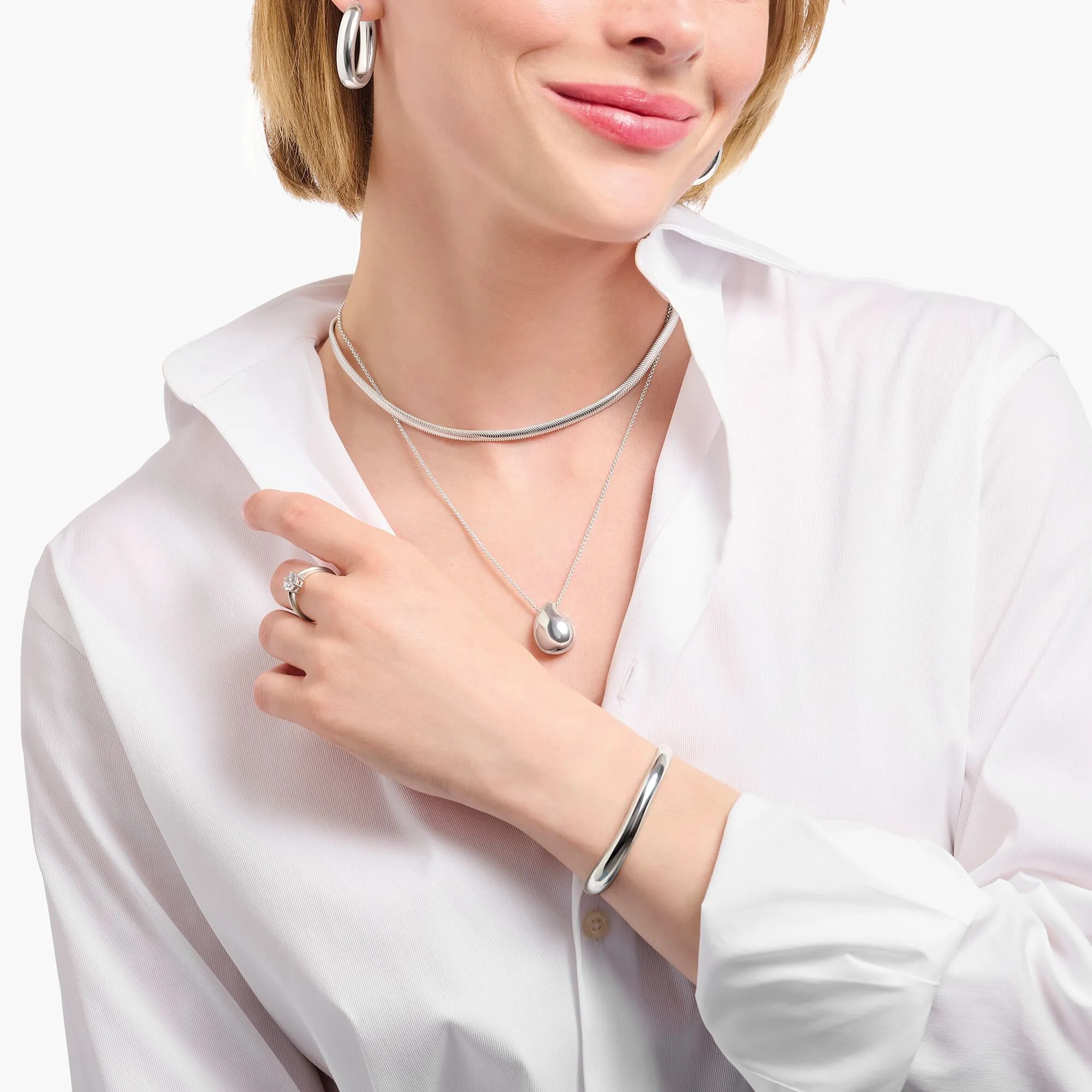 Thomas Sabo Damenketten Halskette mit Anhänger tropfenförmig Silber