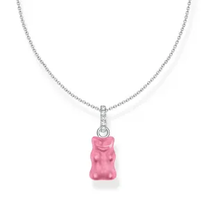 Thomas Sabo Damenketten Halskette mit rosa Goldbär-Anhänger und Steinen Silber