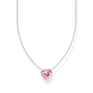 Thomas Sabo Damenketten Halskette mit rosafarbenem herzförmigem Anhänger