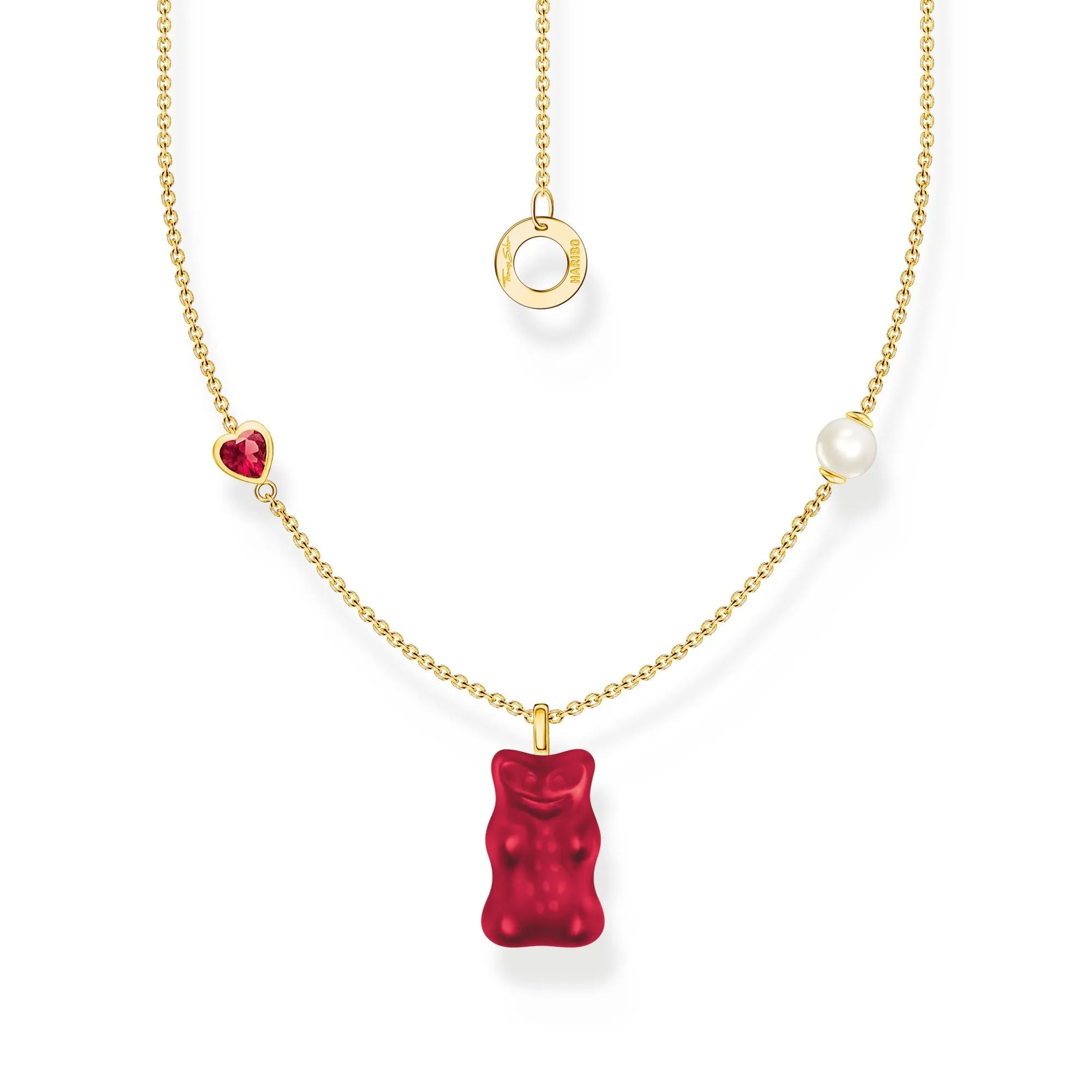 Thomas Sabo Damenketten Halskette mit Anhänger aus Rotgoldbären & Süßwasserperle
