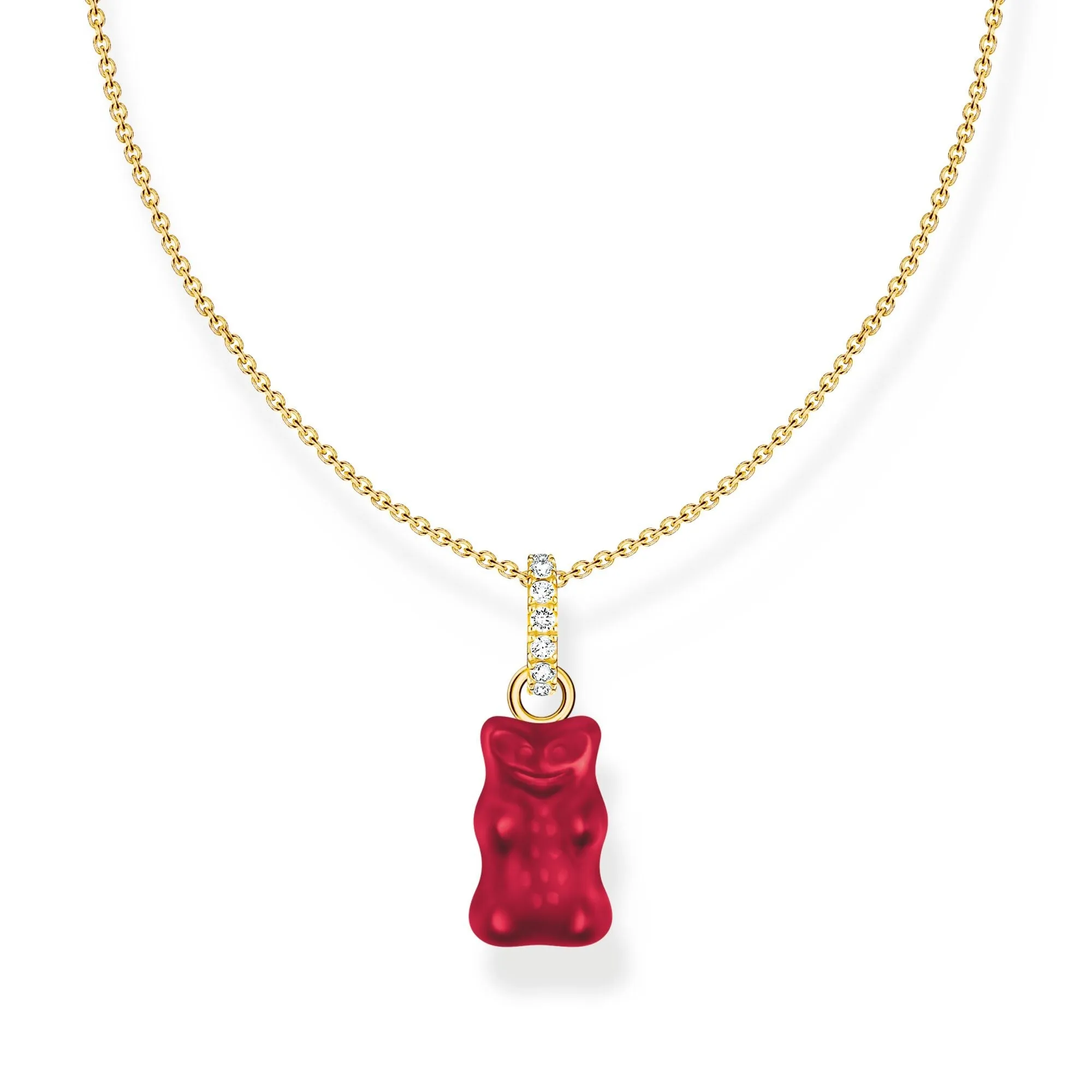 Thomas Sabo Damen Halsketten Halskette mit Rotgoldbär-Anhänger und Zirkonia