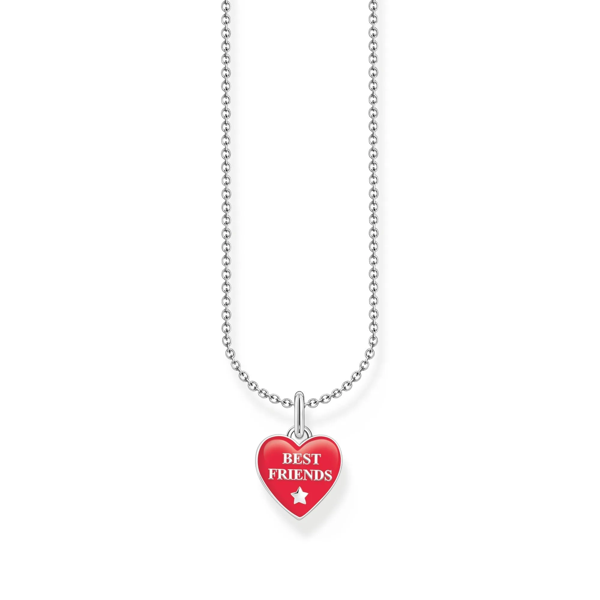 Thomas Sabo Damenketten Halskette mit rotem Herz-Anhänger - Silber