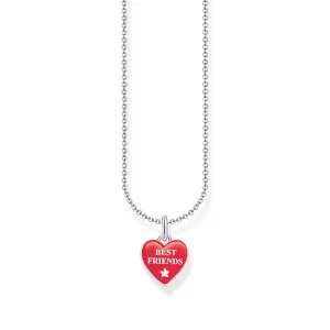 Thomas Sabo Damenketten Halskette mit rotem Herz-Anhänger - Silber