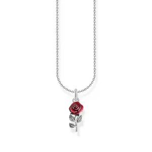Thomas Sabo Damenketten Halskette mit rotem Rosenanhänger
