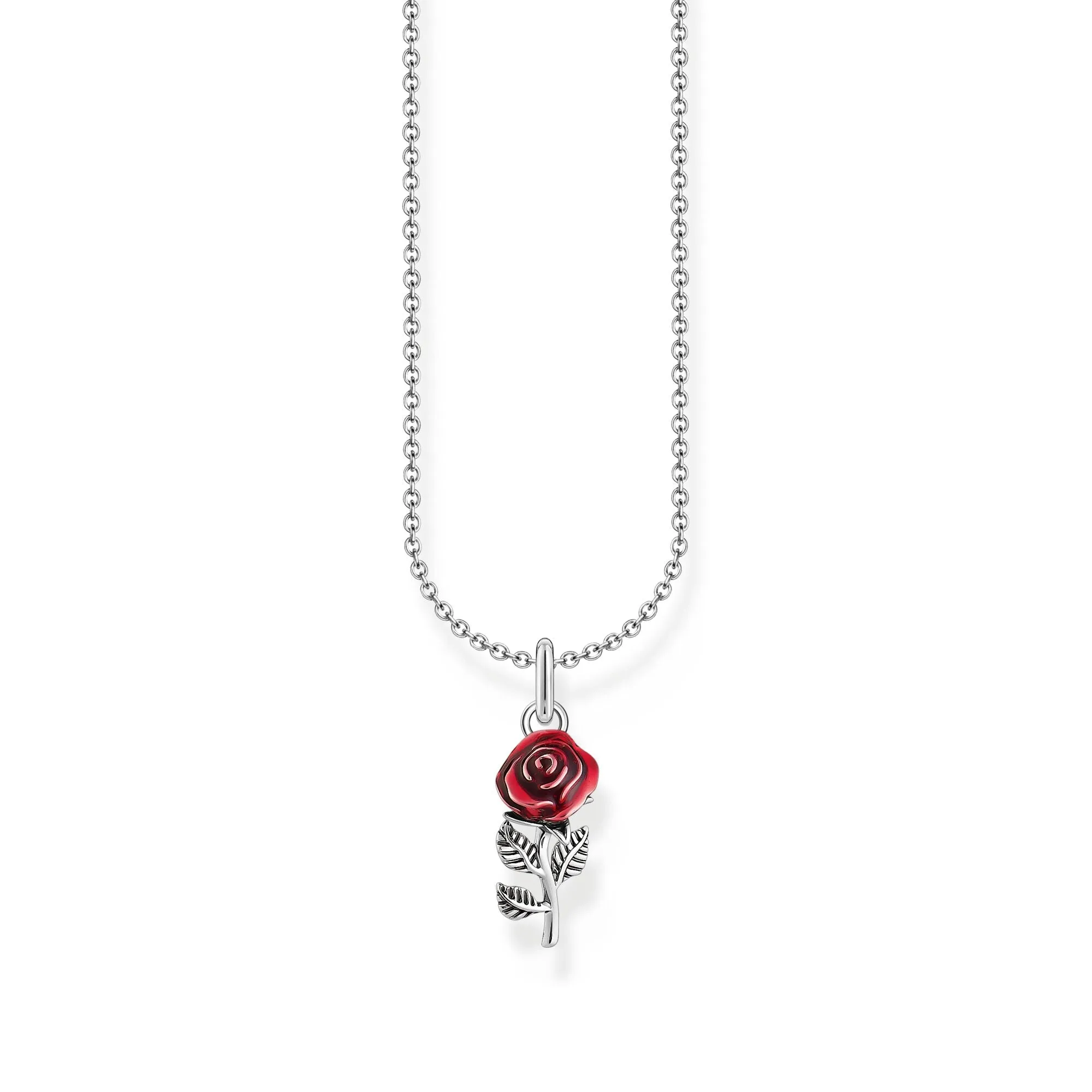 Thomas Sabo Damenketten Halskette mit rotem Rosenanhänger