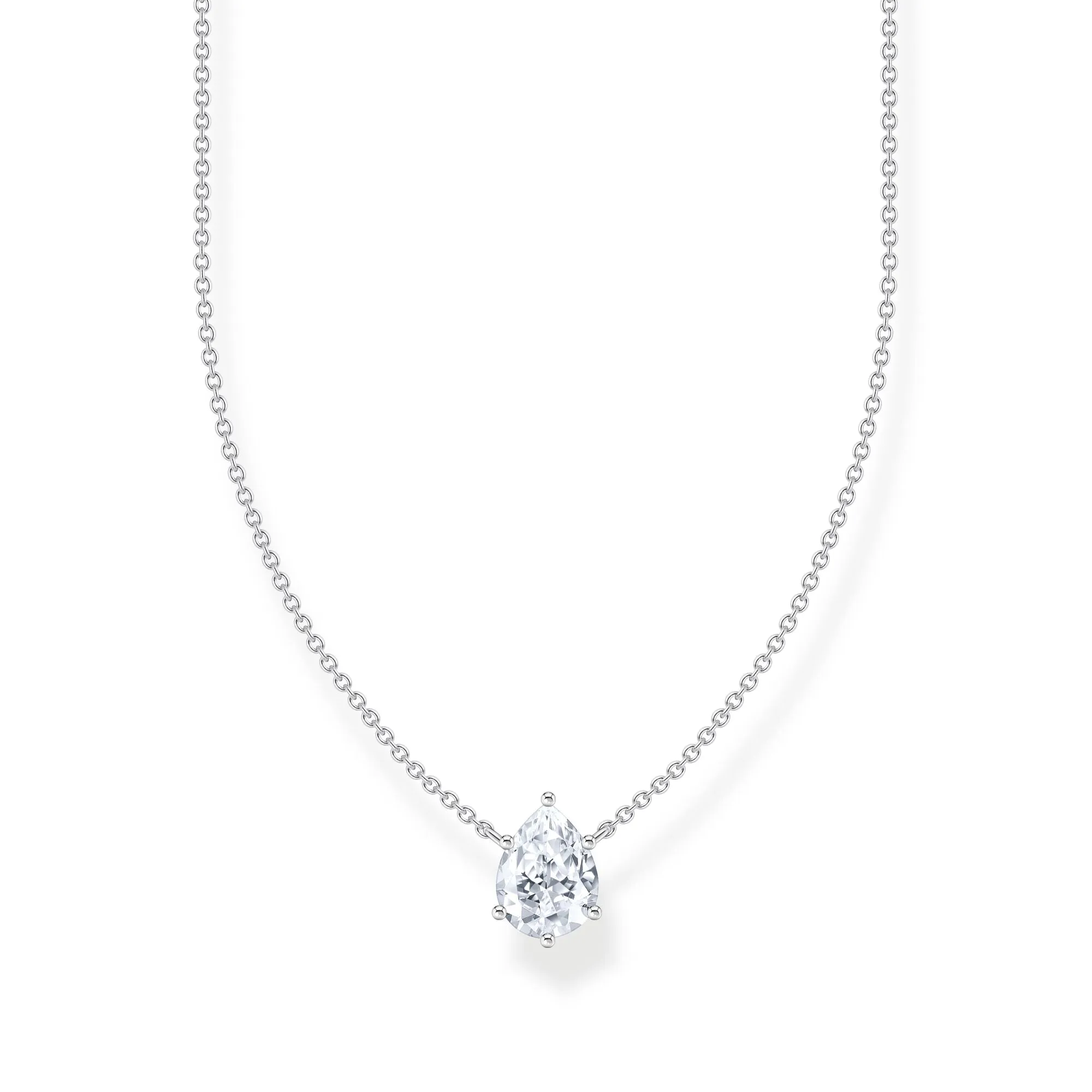 Thomas Sabo Damenketten Halskette mit silbernem tropfenförmigem Anhänger