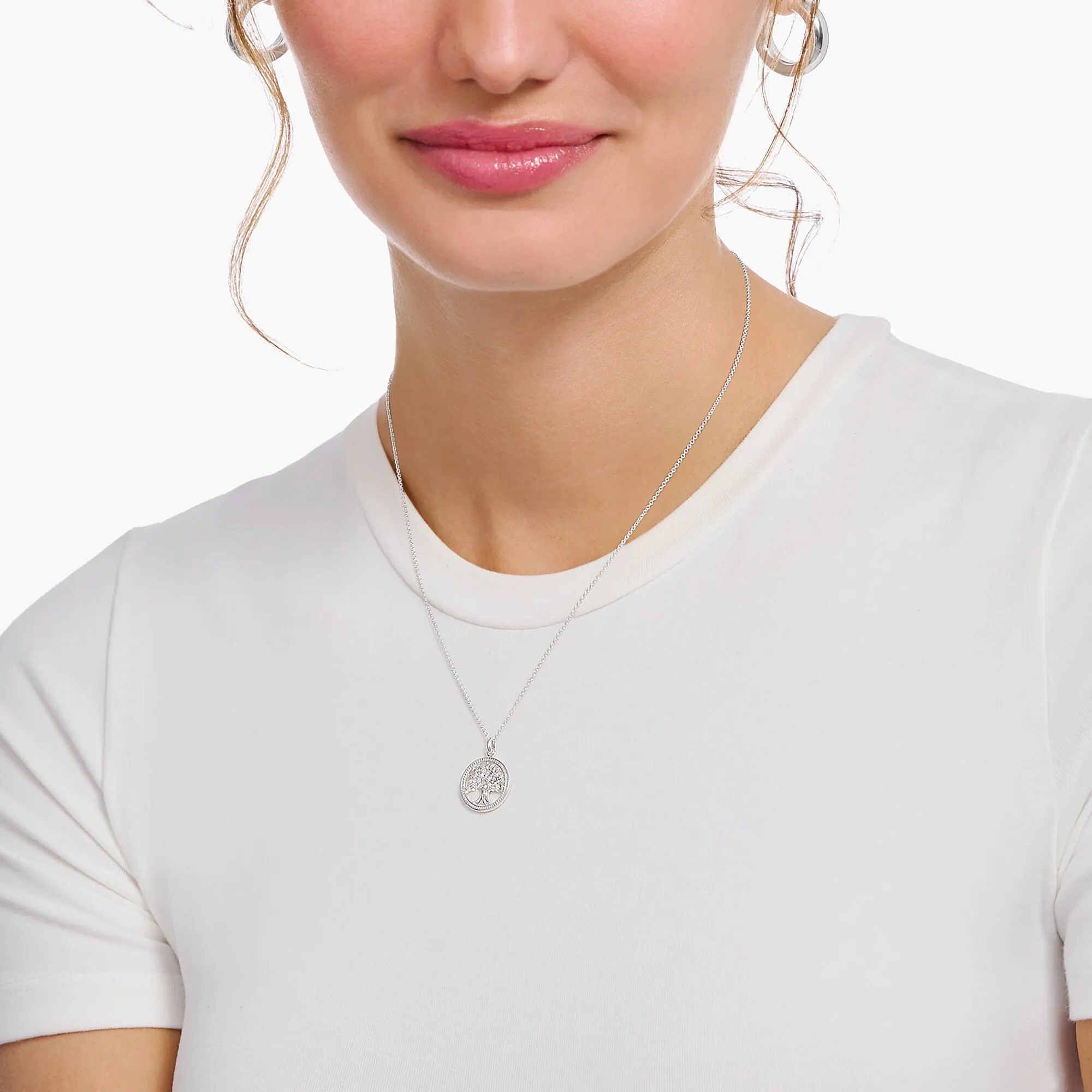 Thomas Sabo Damenketten Halskette mit Baum der Liebe Anhänger und weißen Zirkonia