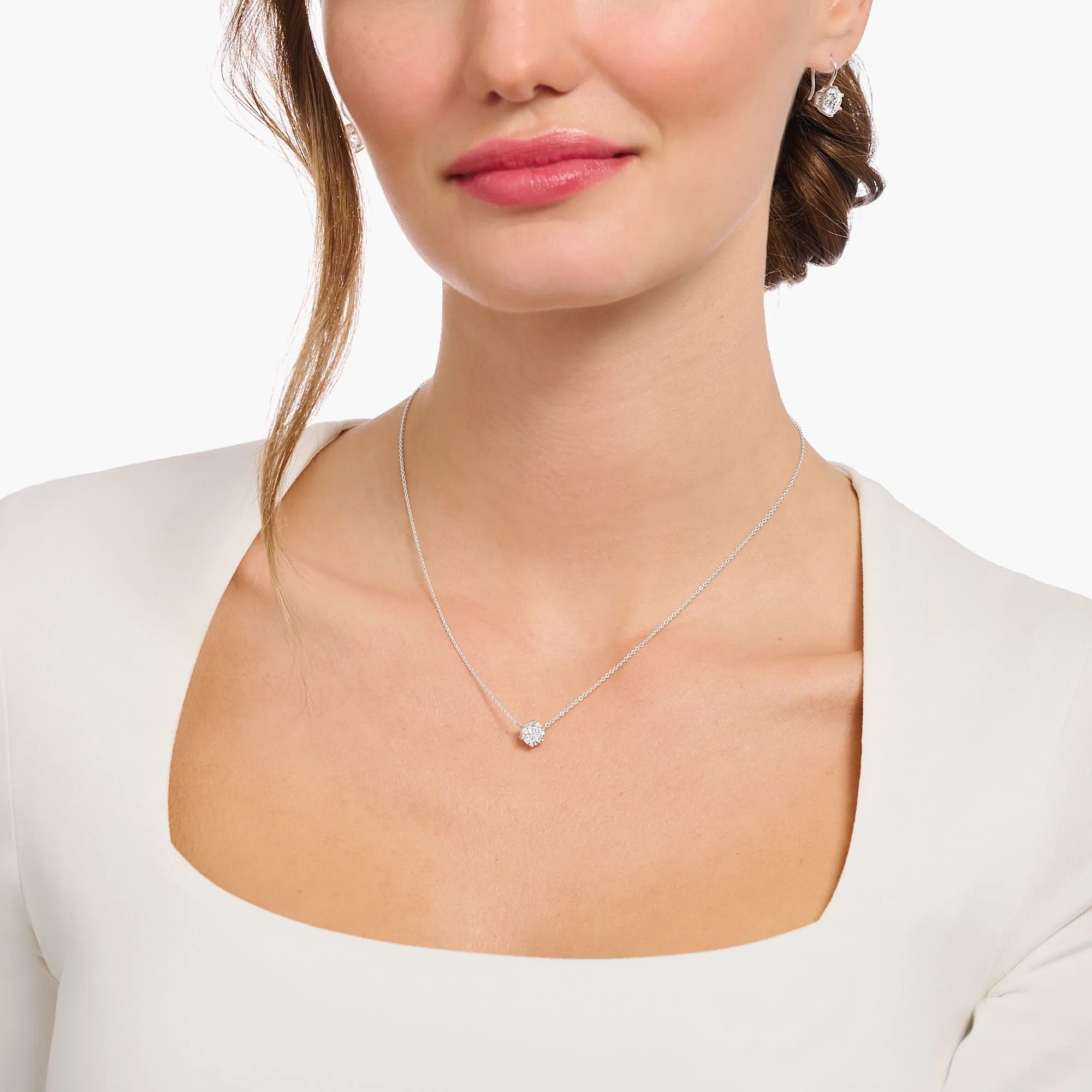 Thomas Sabo Damenketten Halskette mit weißem Zirkonia-Anhänger