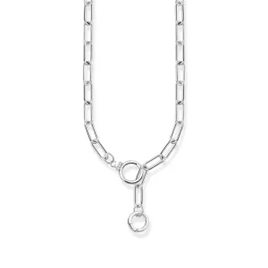 Thomas Sabo Damen Halsketten Silberne Gliederkette mit zwei Ringverschlüssen und weißen Zirkonia