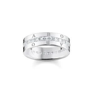 Thomas Sabo Damenringe Bandring mit weißen Steinen Pavé Silber