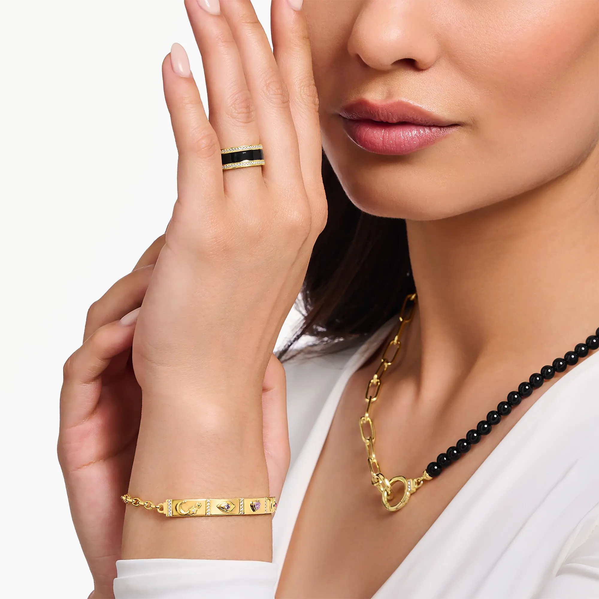 Thomas Sabo Damenringe Bandring mit schwarzem Kaltemail und Zirkonia