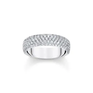 Thomas Sabo Damenringe Breiter Bandring mit weißen Zirkonia mittel