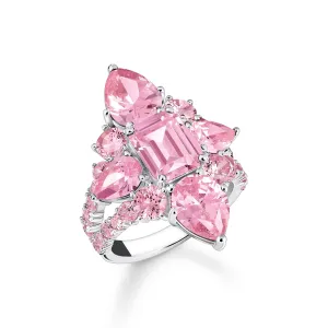 Thomas Sabo Damenringe Cocktailring mit rosa Zirkonia-Steinen