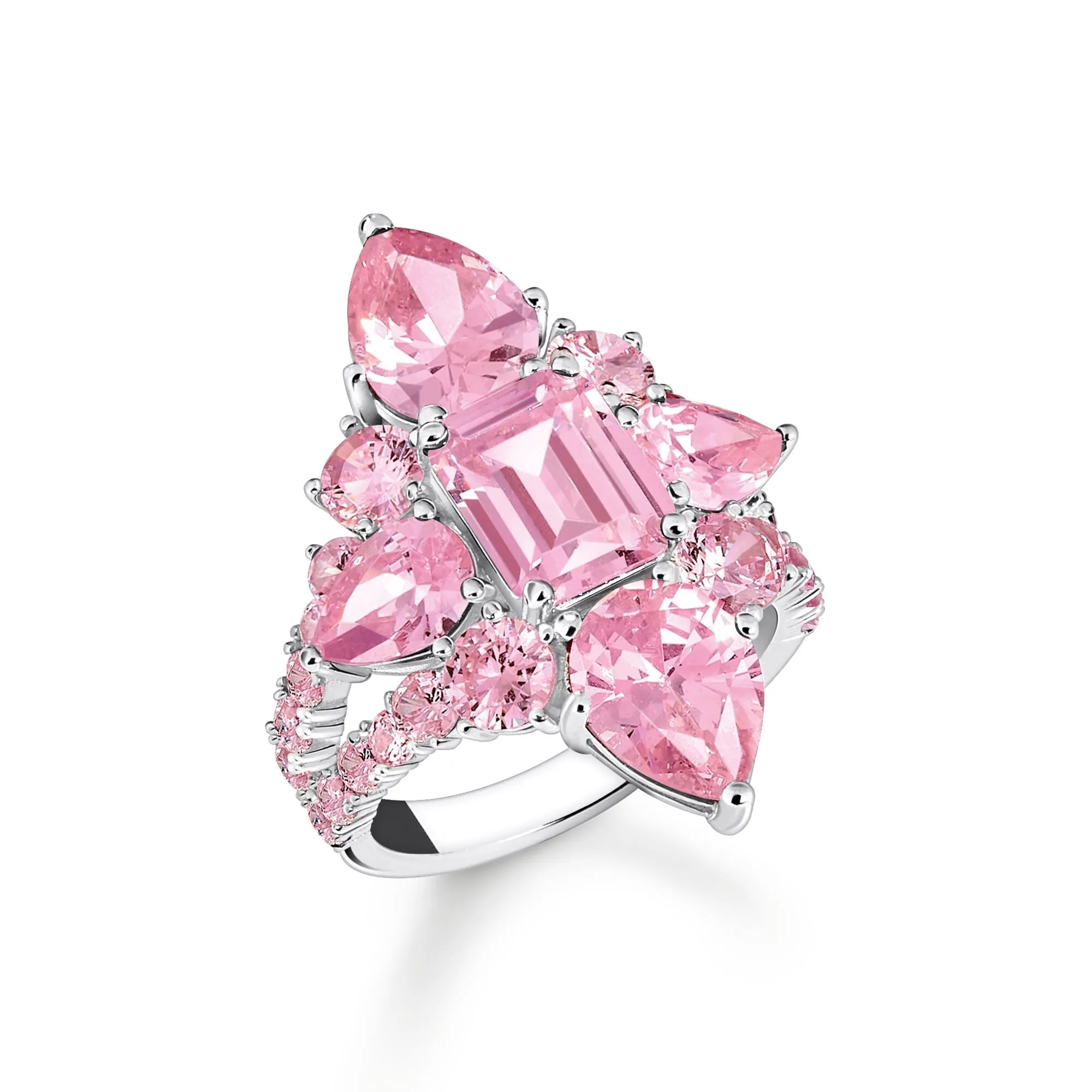 Thomas Sabo Damenringe Cocktailring mit rosa Zirkonia-Steinen
