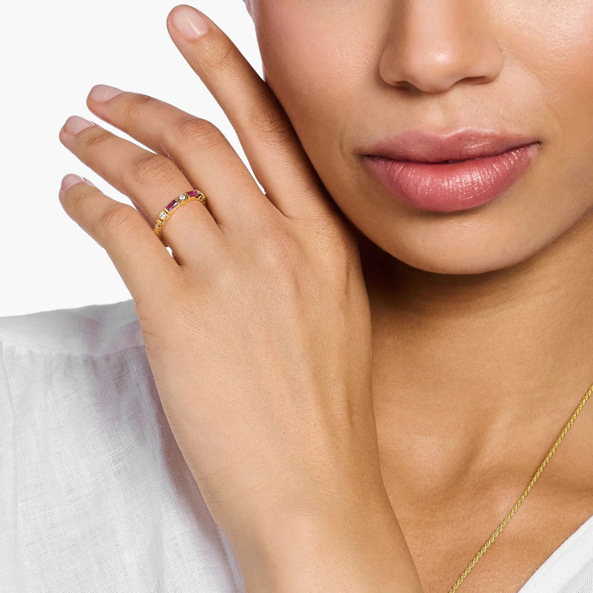 Thomas Sabo Damenringe Rot- und Goldfarbener Bandring