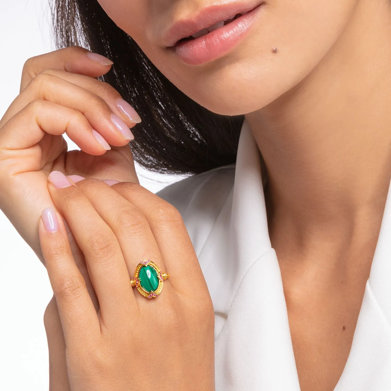 Thomas Sabo Damenringe Ring mit grünem Stein