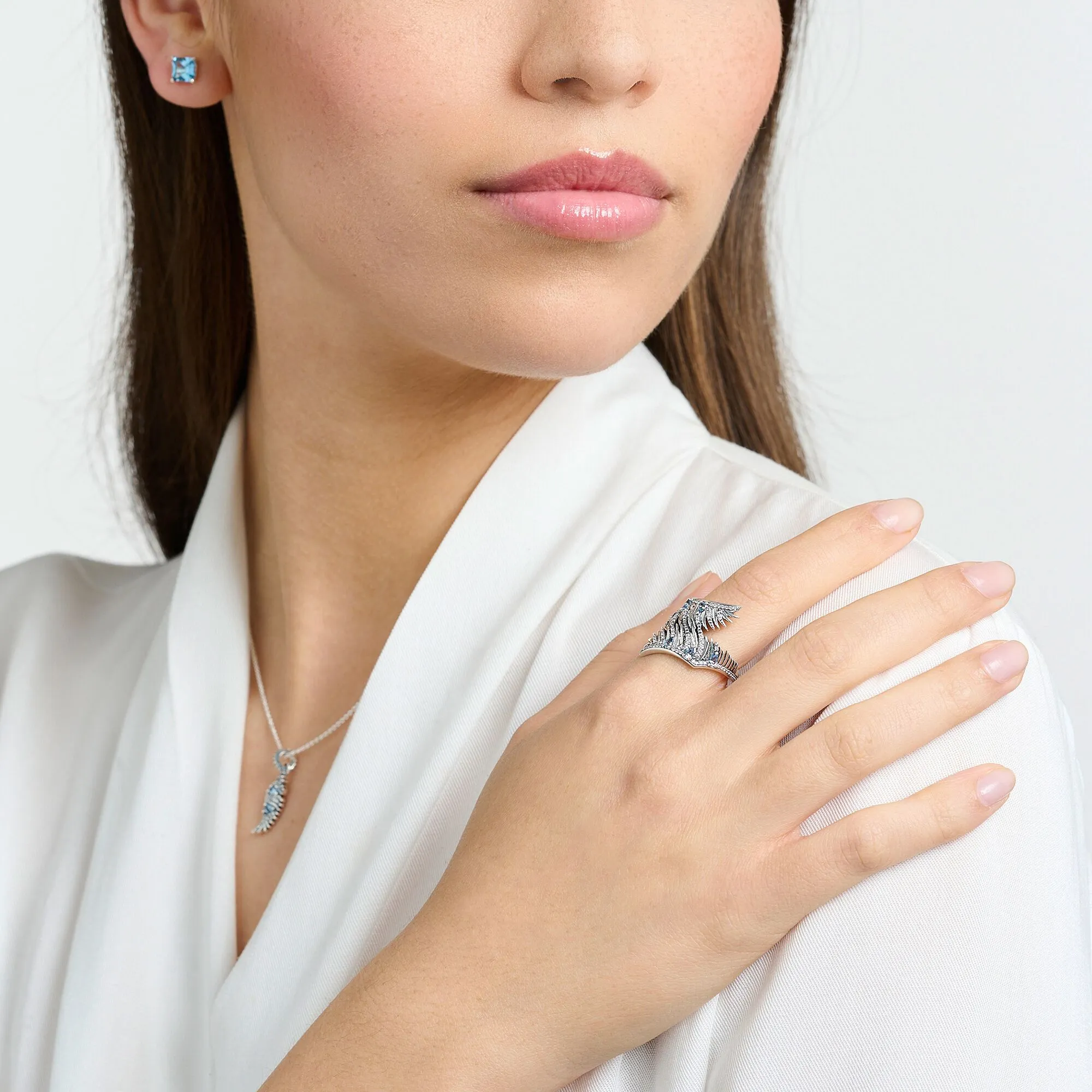 Thomas Sabo Damenringe Ring Phönixflügel mit blauen Steinen Silber