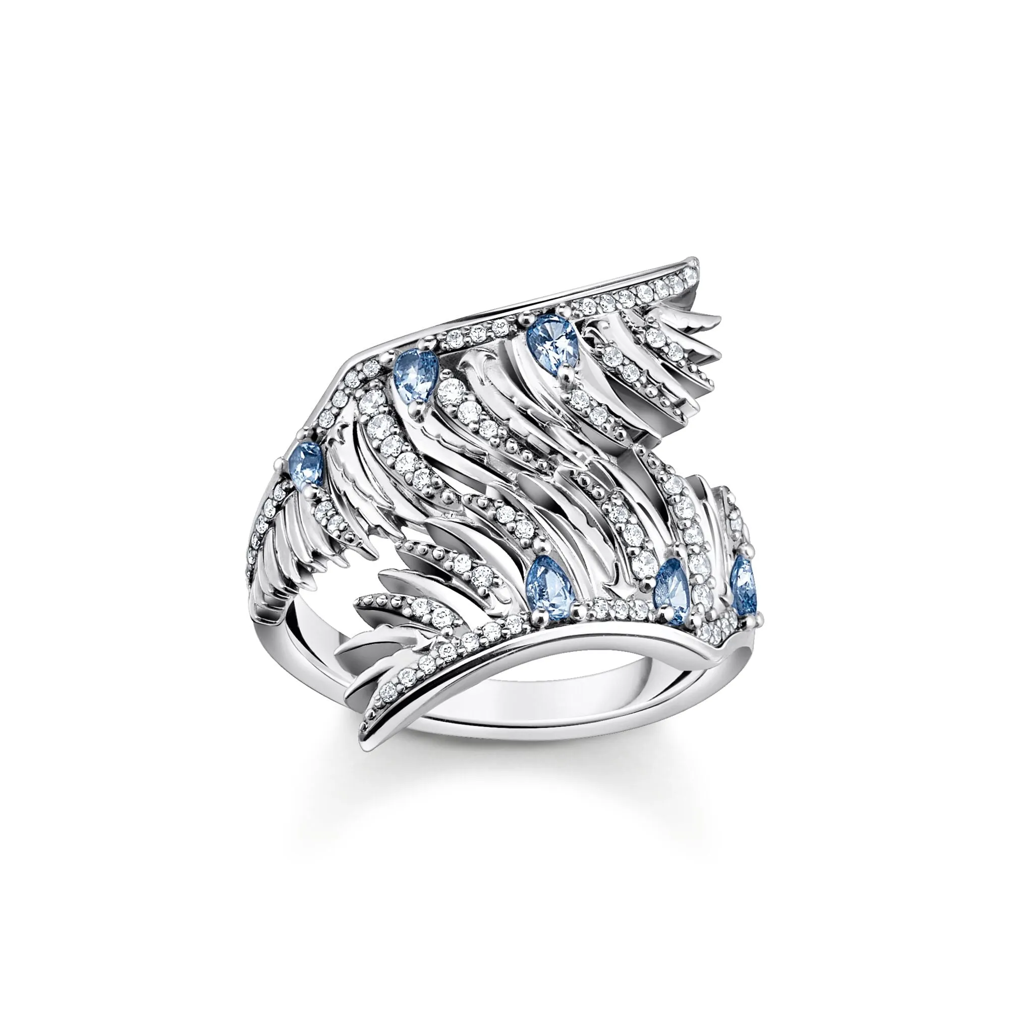 Thomas Sabo Damenringe Ring Phönixflügel mit blauen Steinen Silber