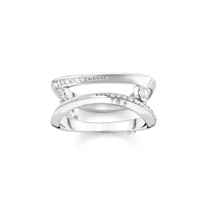 Thomas Sabo Damenringe Ring Welle mit weißen Steinen
