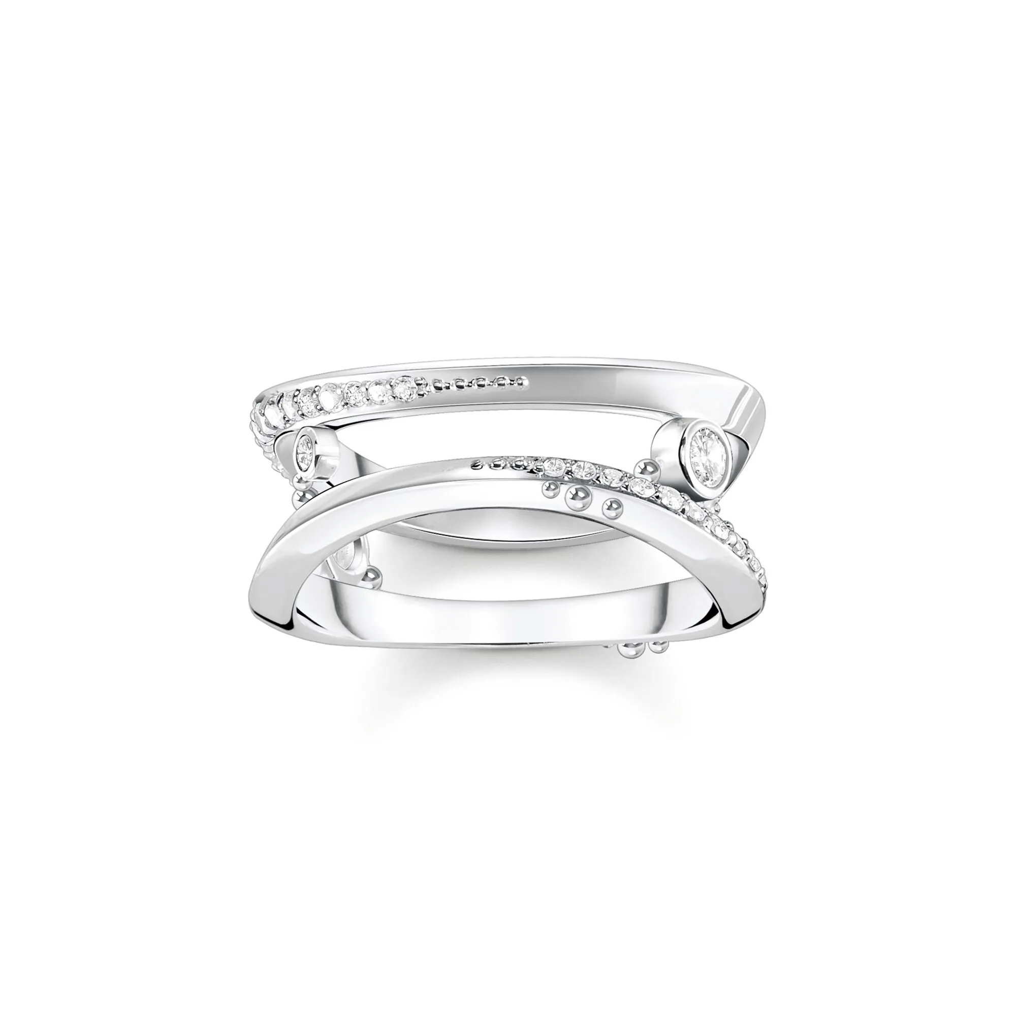 Thomas Sabo Damenringe Ring Welle mit weißen Steinen