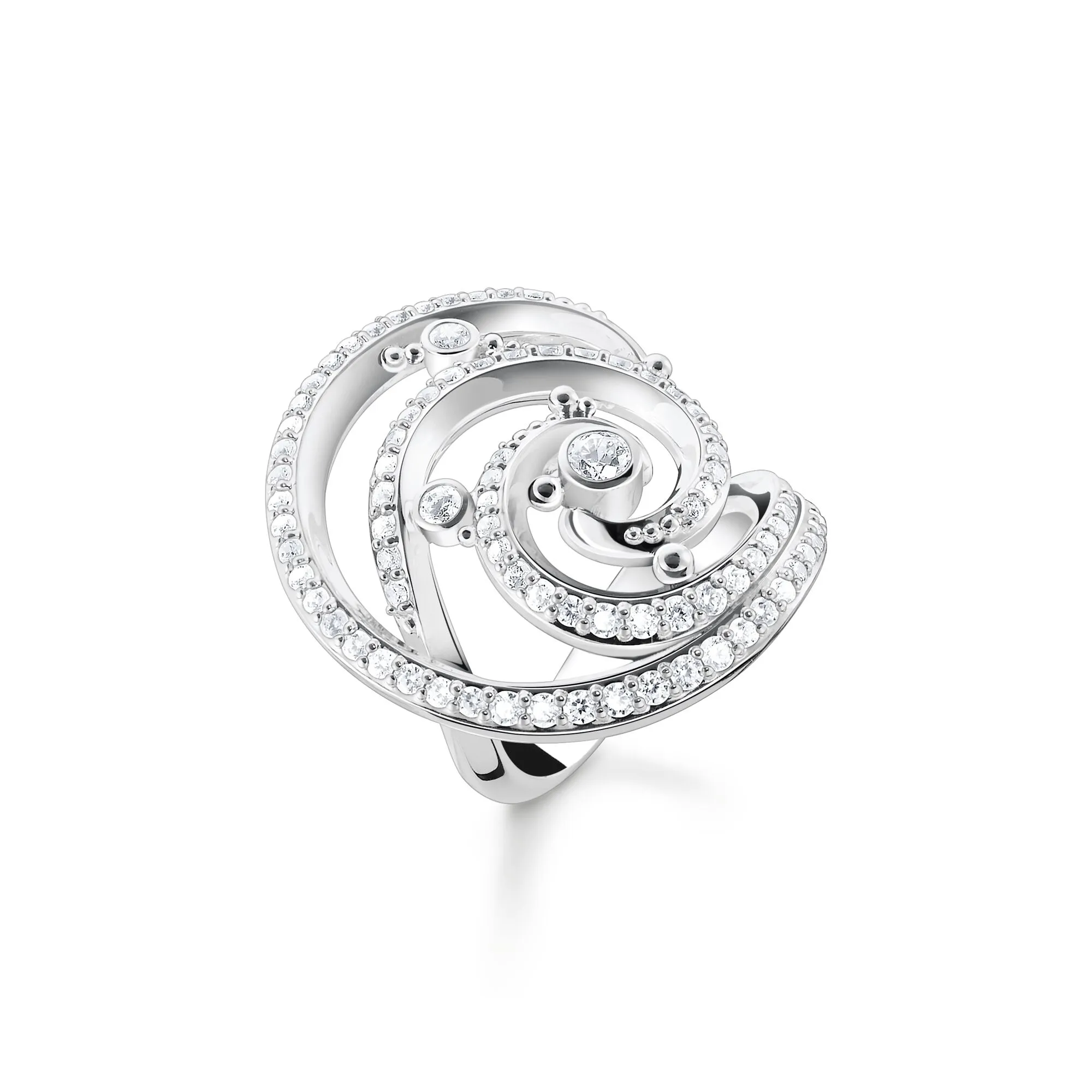 Thomas Sabo Damenringe Ring Welle mit weißen Steinen