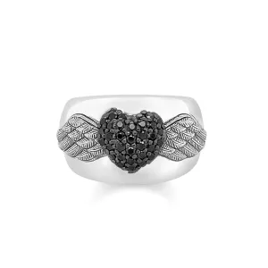 Thomas Sabo Damenringe Ring Geflügeltes Herz Schwarz