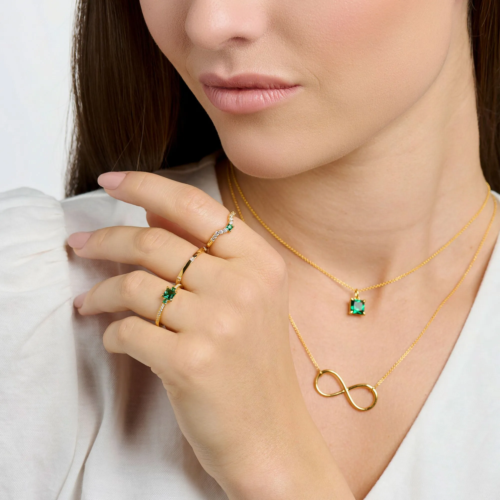 Thomas Sabo Damenringe Ring mit grünen und weißen Steinen Gold