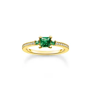 Thomas Sabo Damenringe Ring mit grünen und weißen Steinen Gold