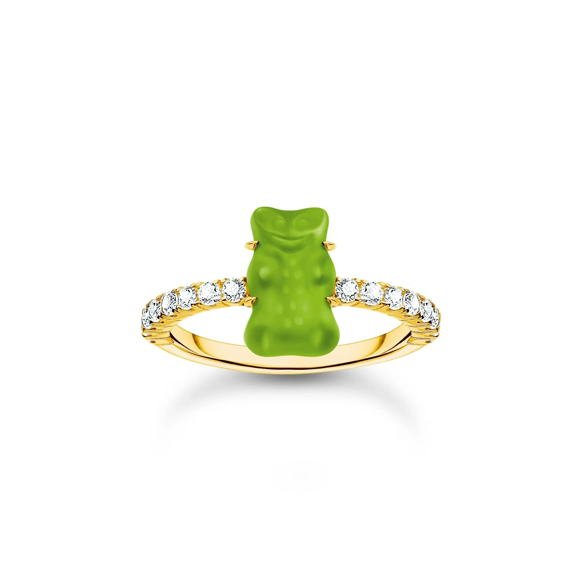 Thomas Sabo Damenringe Ring mit grünen Mini-Goldbären und Zirkonia