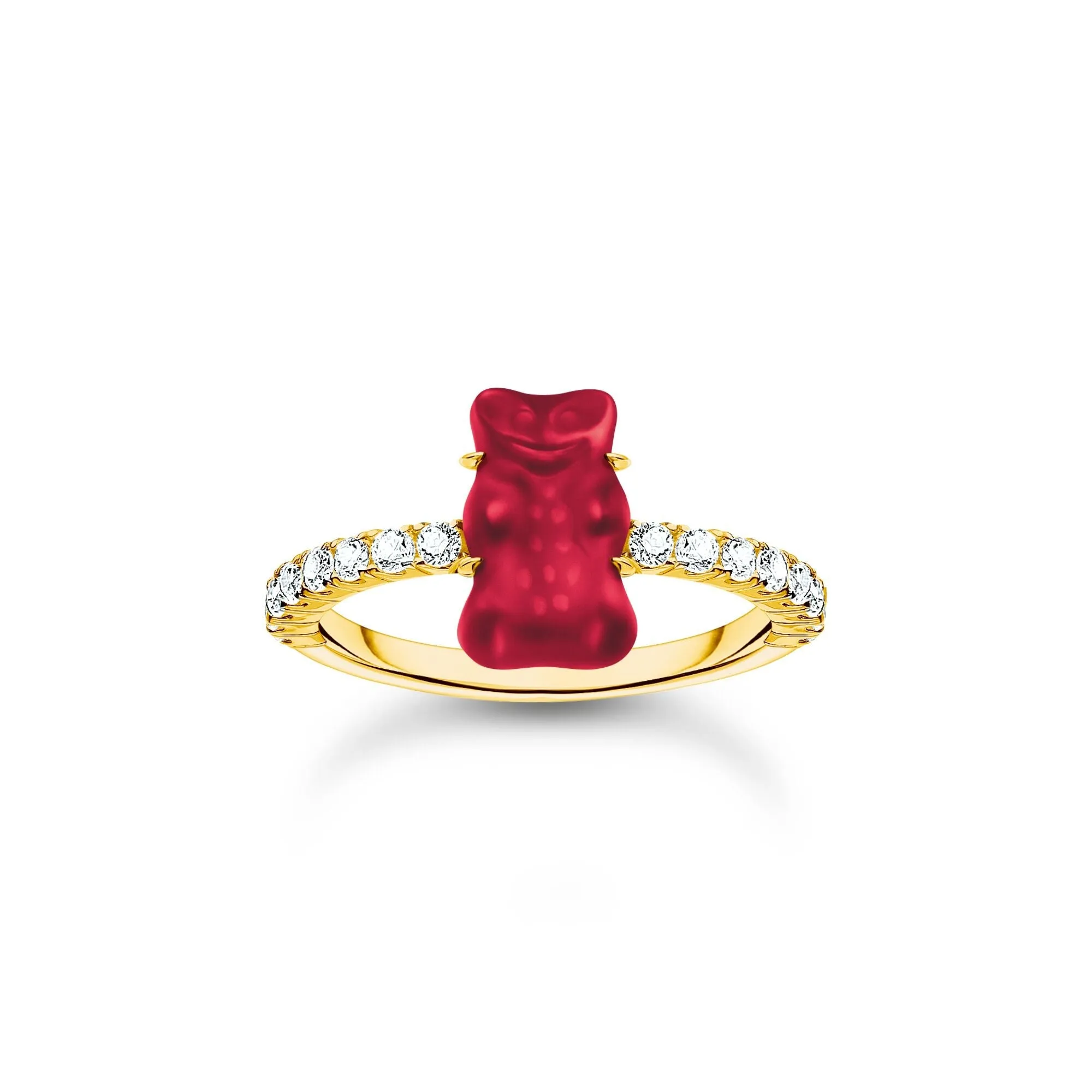 Thomas Sabo Damenringe Ring mit roten Mini-Goldbären und Zirkonia