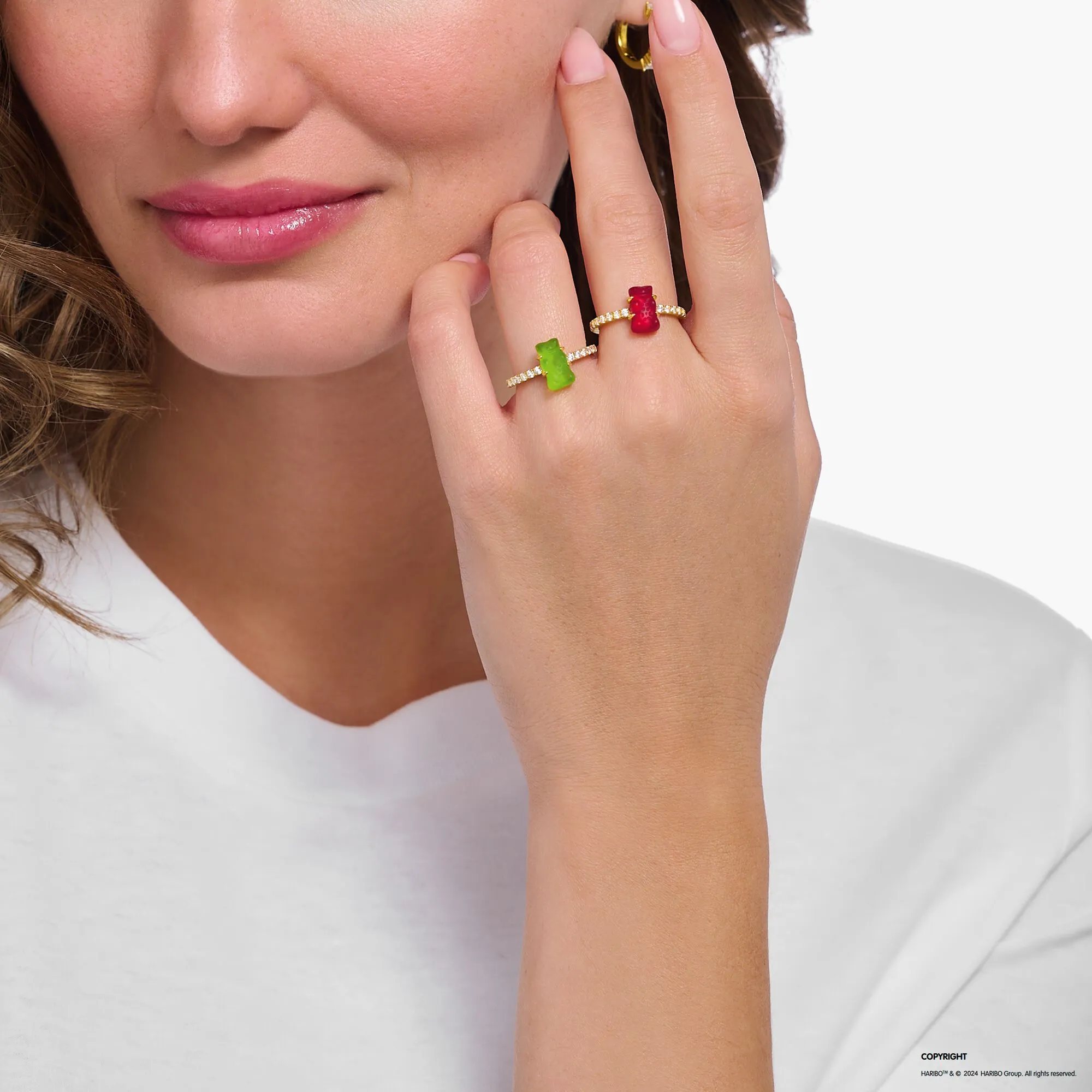 Thomas Sabo Damenringe Ring mit roten Mini-Goldbären und Zirkonia
