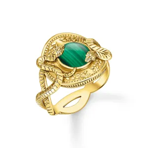 Thomas Sabo Damenringe Schlangenring Grün Gold