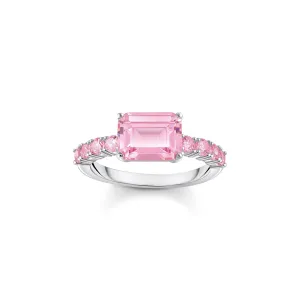 Thomas Sabo Damenringe Solitärring mit rosa Zirkonia-Steinen