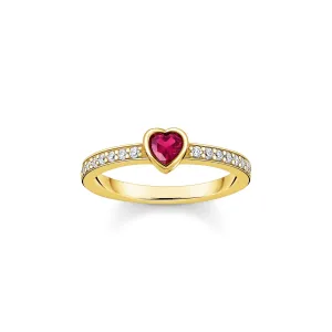 Thomas Sabo Damenringe Solitärring mit rotem herzförmigen Stein