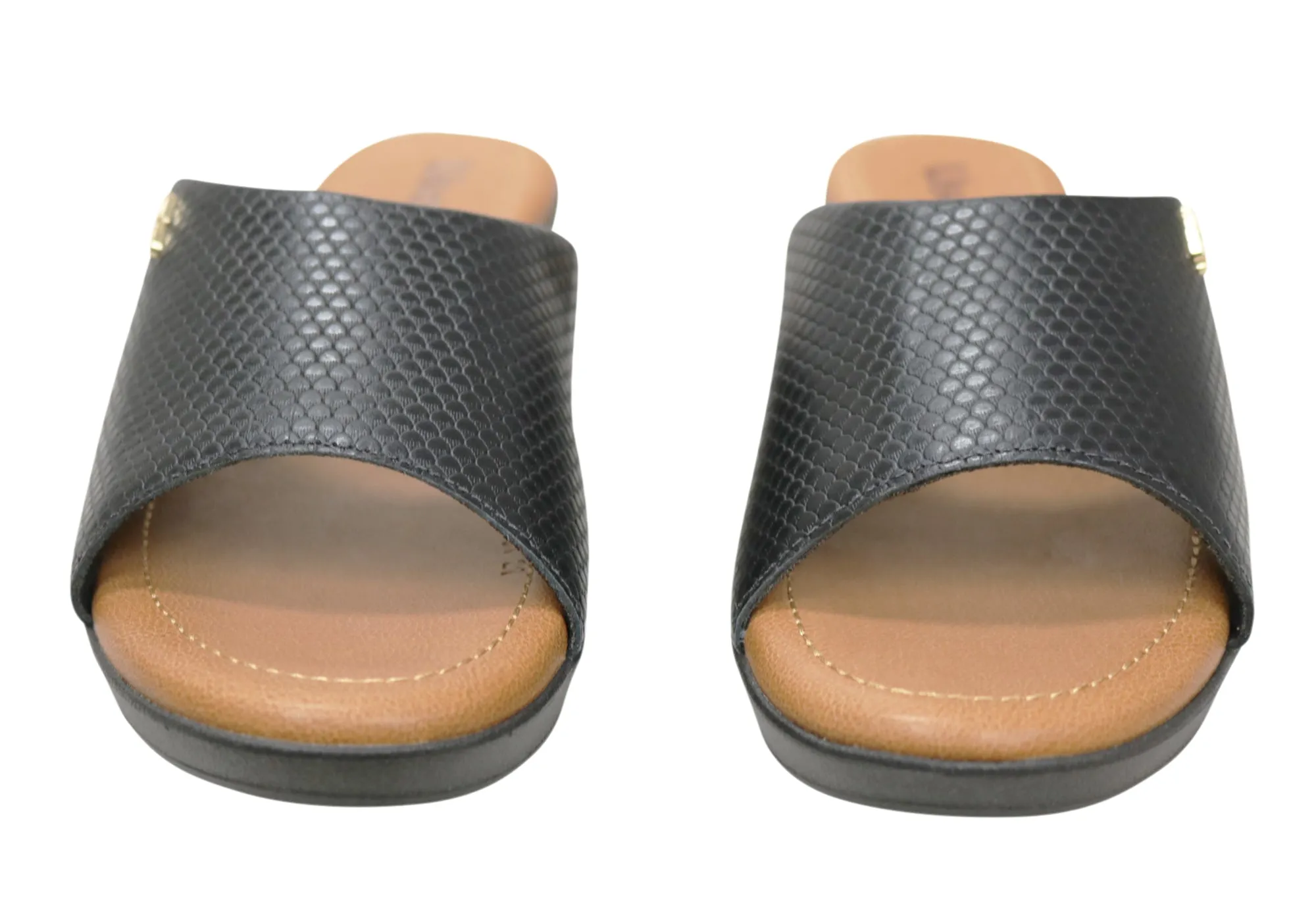 Usaflex Malvina Damen Komfort Leder Slides Sandalen Hergestellt in Brasilien Usaflex Schuhe