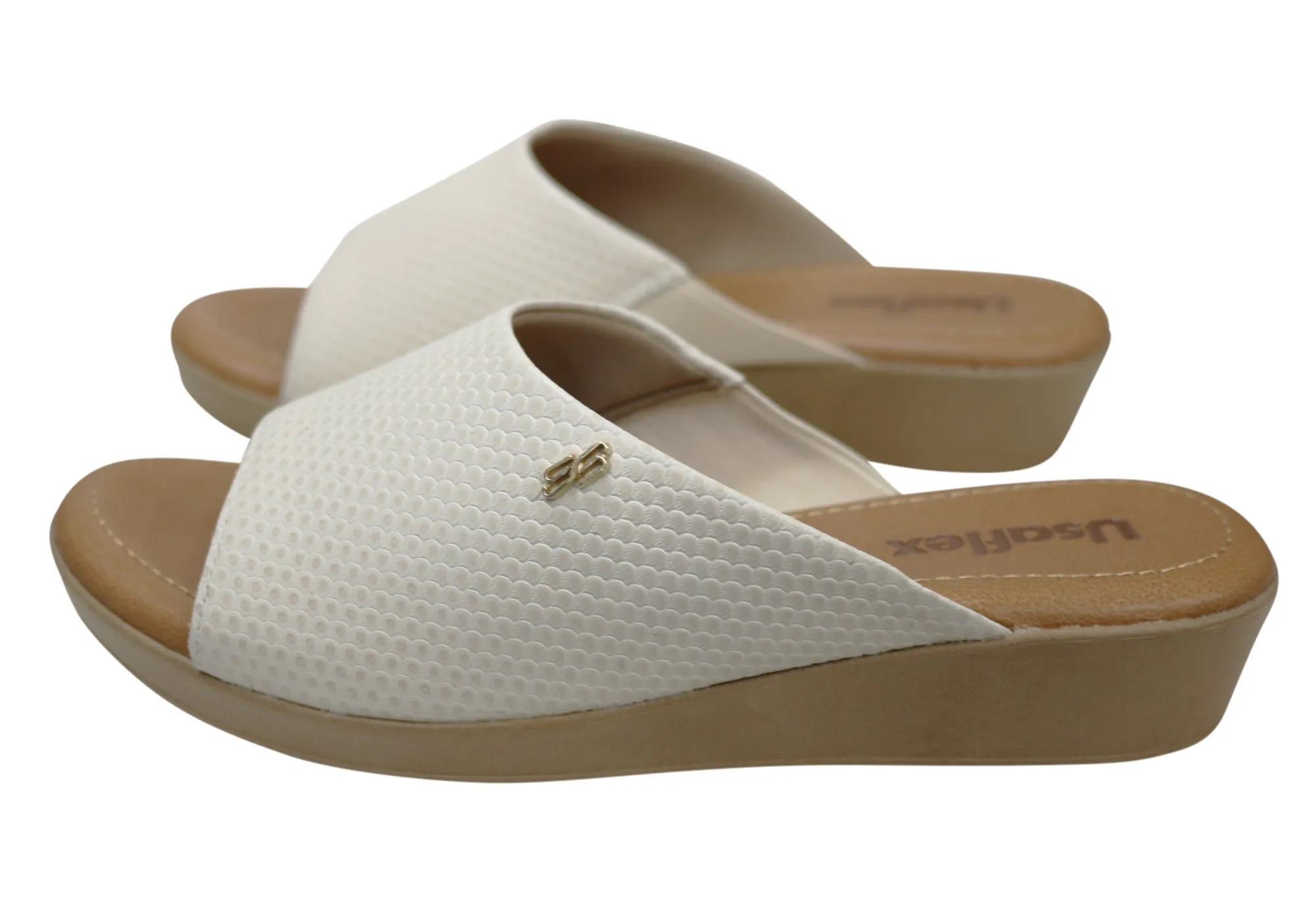 Usaflex Malvina Damen Komfort Leder Slides Sandalen Hergestellt in Brasilien Usaflex Schuhe