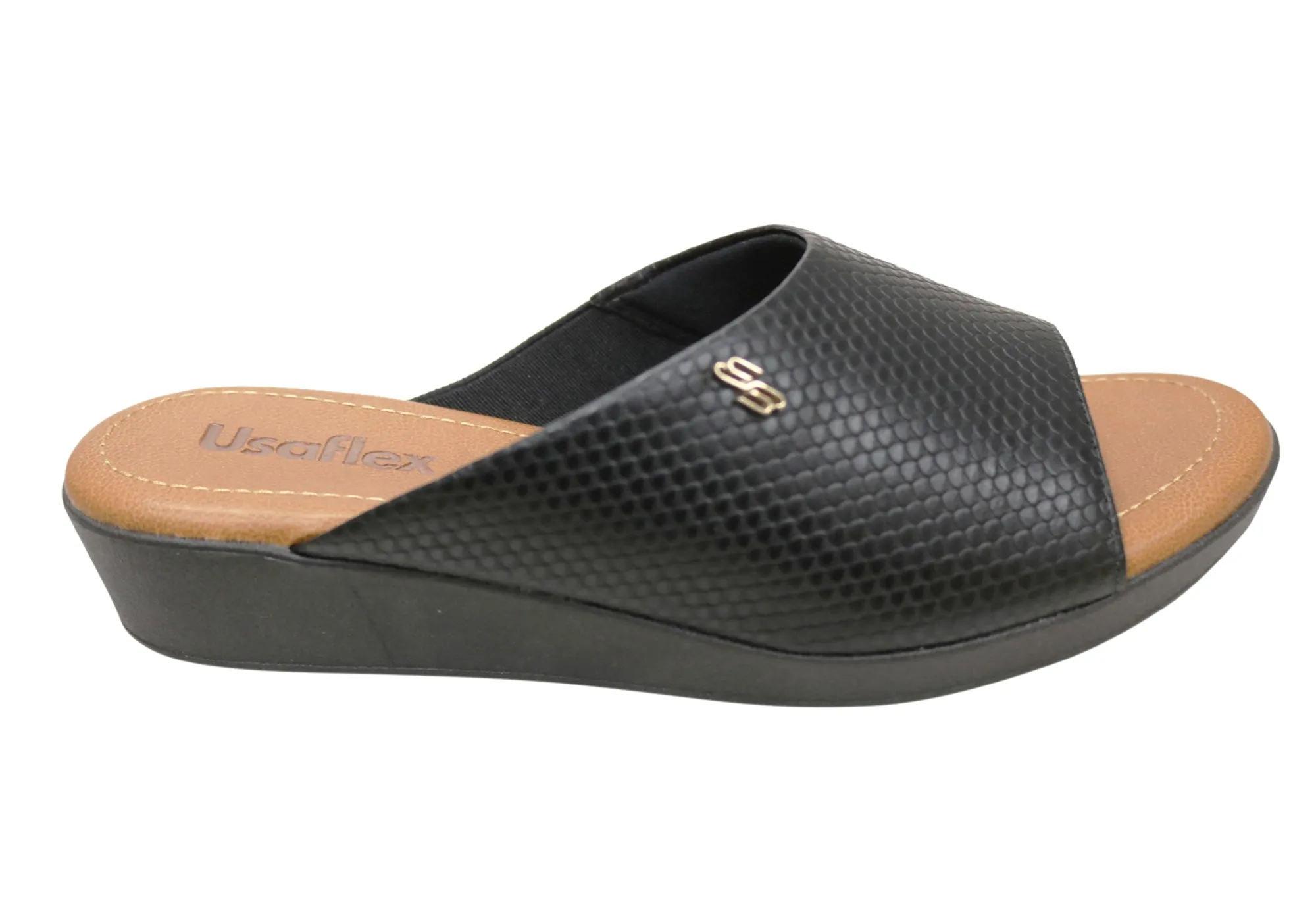 Usaflex Malvina Damen Komfort Leder Slides Sandalen Hergestellt in Brasilien Usaflex Schuhe