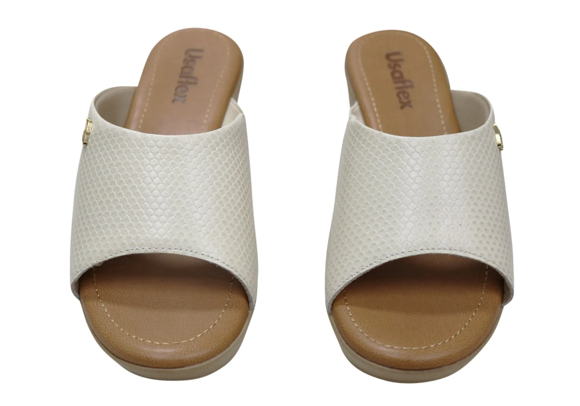 Usaflex Malvina Damen Komfort Leder Slides Sandalen Hergestellt in Brasilien Usaflex Schuhe