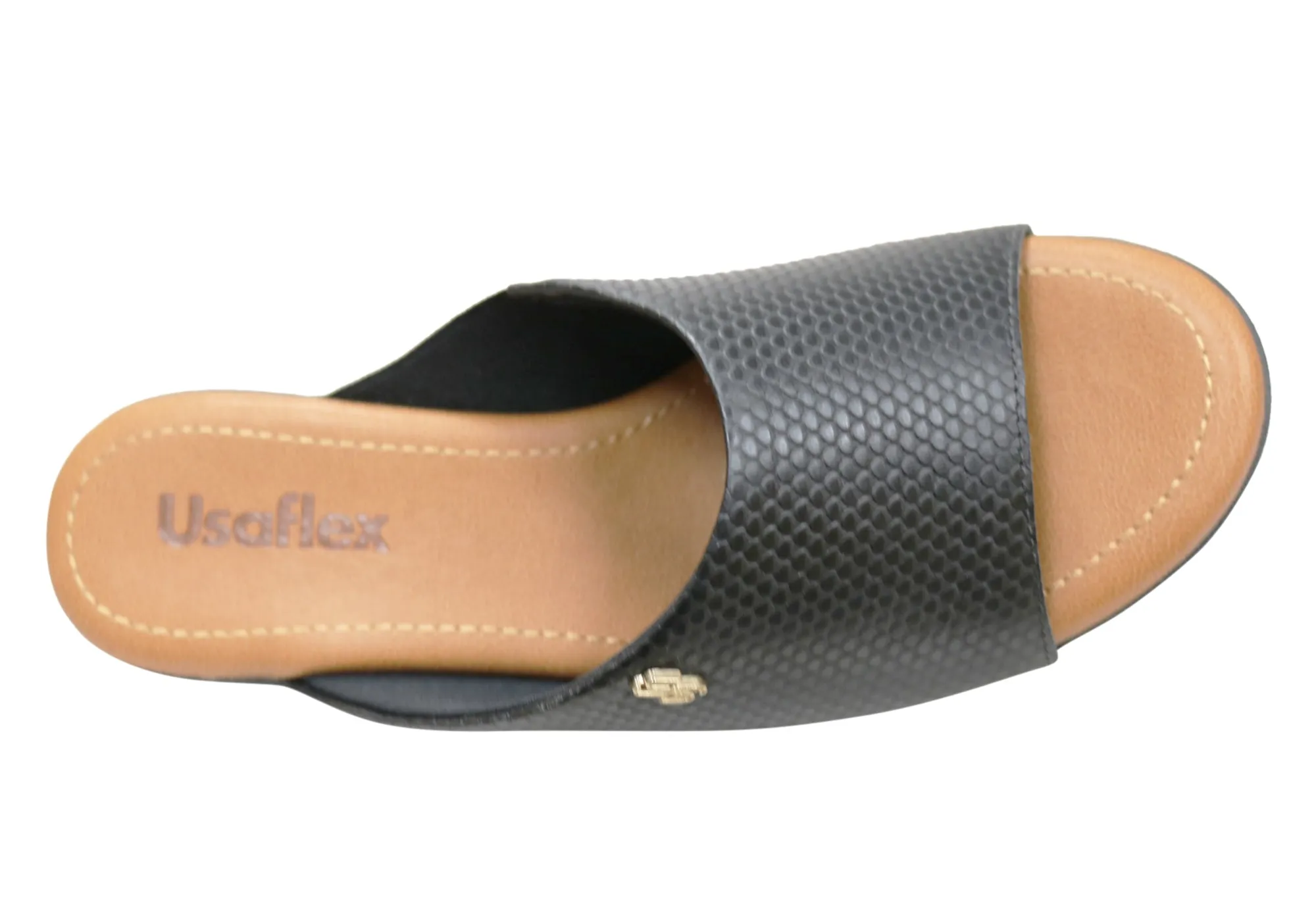 Usaflex Malvina Damen Komfort Leder Slides Sandalen Hergestellt in Brasilien Usaflex Schuhe